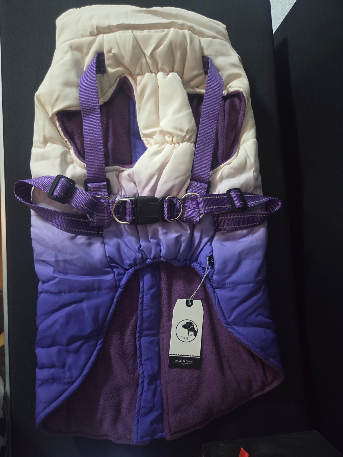 Abrigo chaleco térmico para perro con arnés – Talla XL (Nuevo con etiqueta)