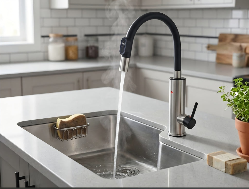 Grifo eléctrico calentador de agua instantáneo con caño flexible (Nuevo)