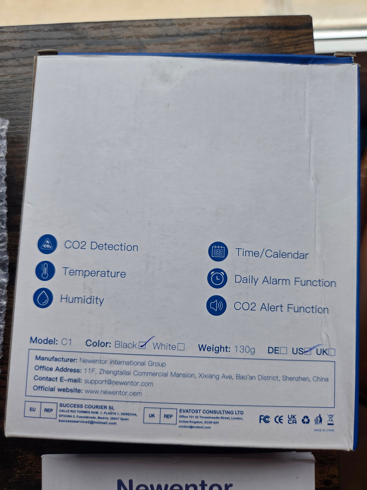 Detector de CO2 Newentor C1 - Medidor Calidad del Aire, Temperatura y Humedad
