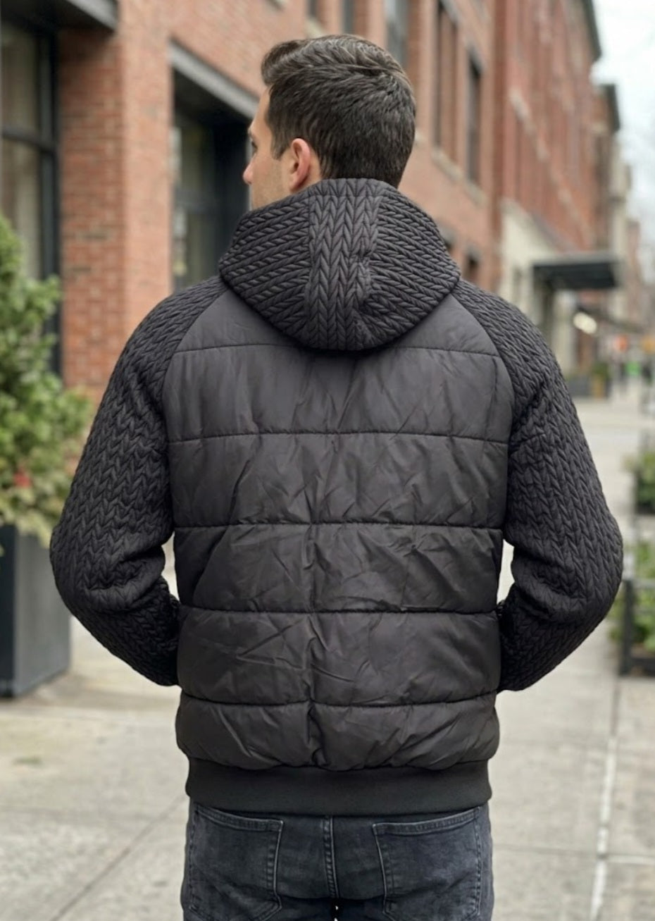 Chaqueta acolchada hombre negra combinada (Nueva) – Talla L