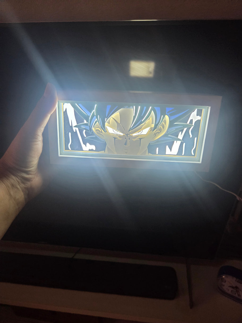 Lámpara LED Goku Ultra Instinto Dragon Ball / Cuadro 3D Shadow Box