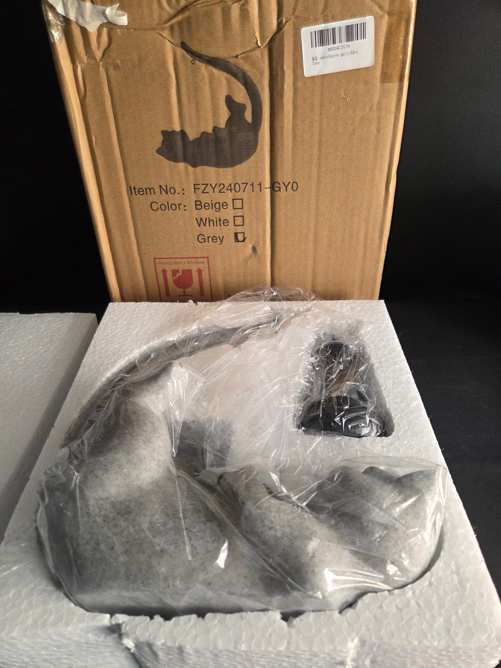 Figura de gato tumbado con farolillo solar LED – Decoración jardín/terraza (Nuevo)