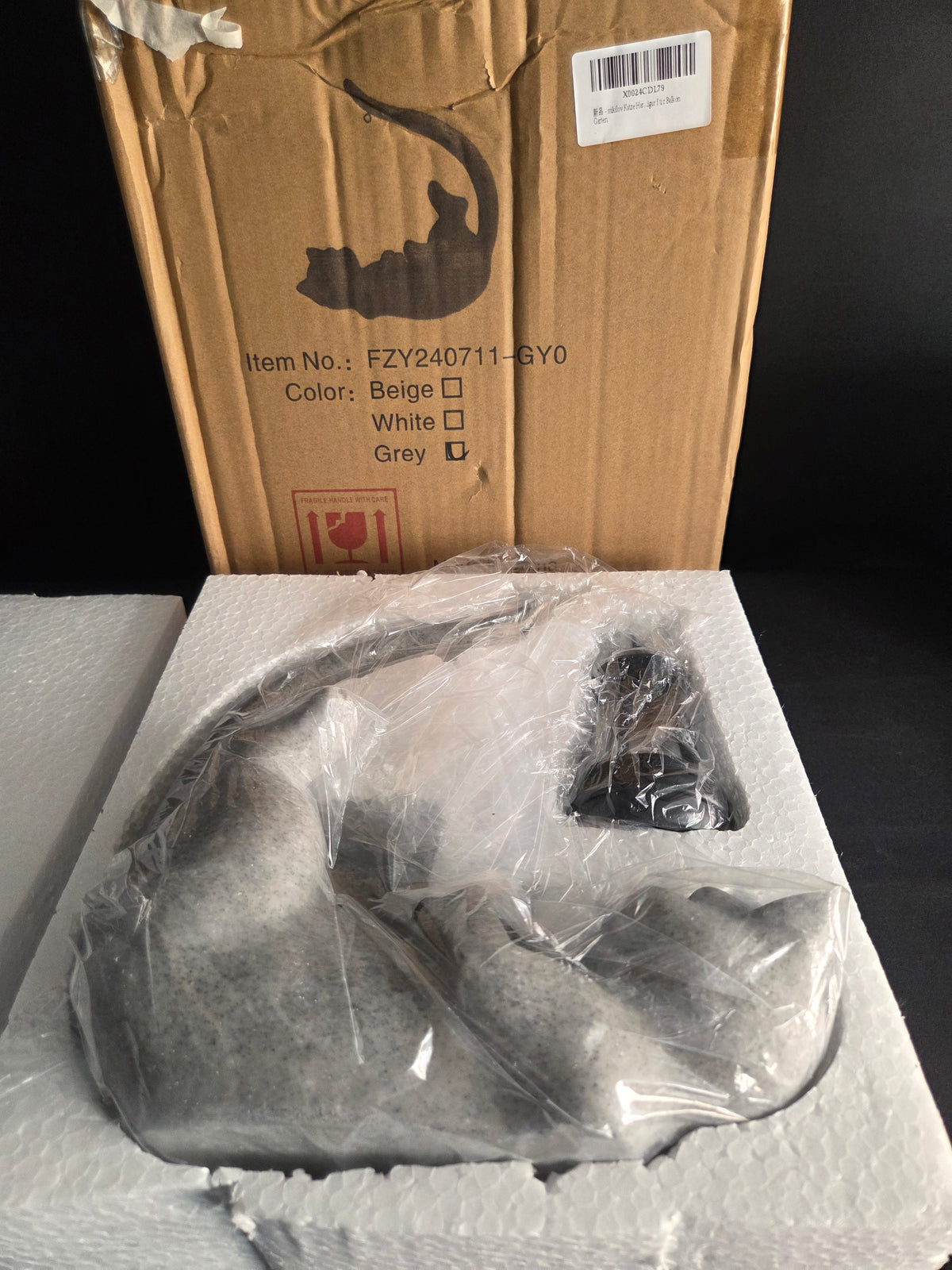 Figura de gato tumbado con farolillo solar LED – Decoración jardín/terraza (Nuevo)