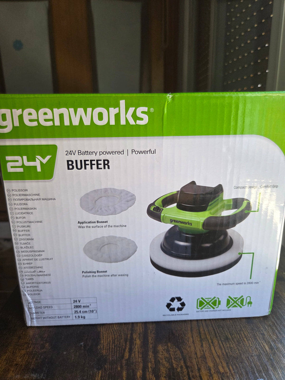 Pulidora Greenworks 24V inalámbrica (25,4 cm / 10") - NUEVA