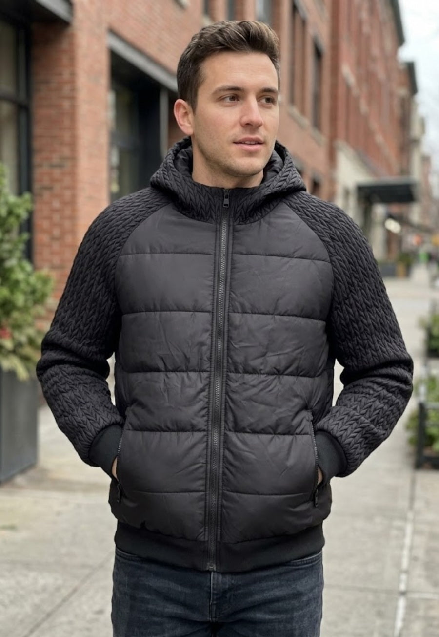 Chaqueta acolchada hombre negra combinada (Nueva) – Talla L