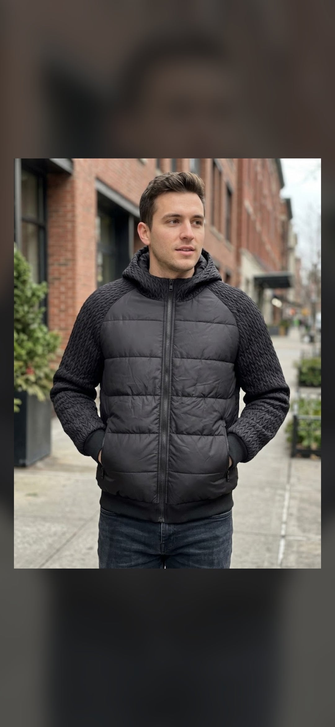 Chaqueta acolchada hombre negra combinada (Nueva) – Talla L