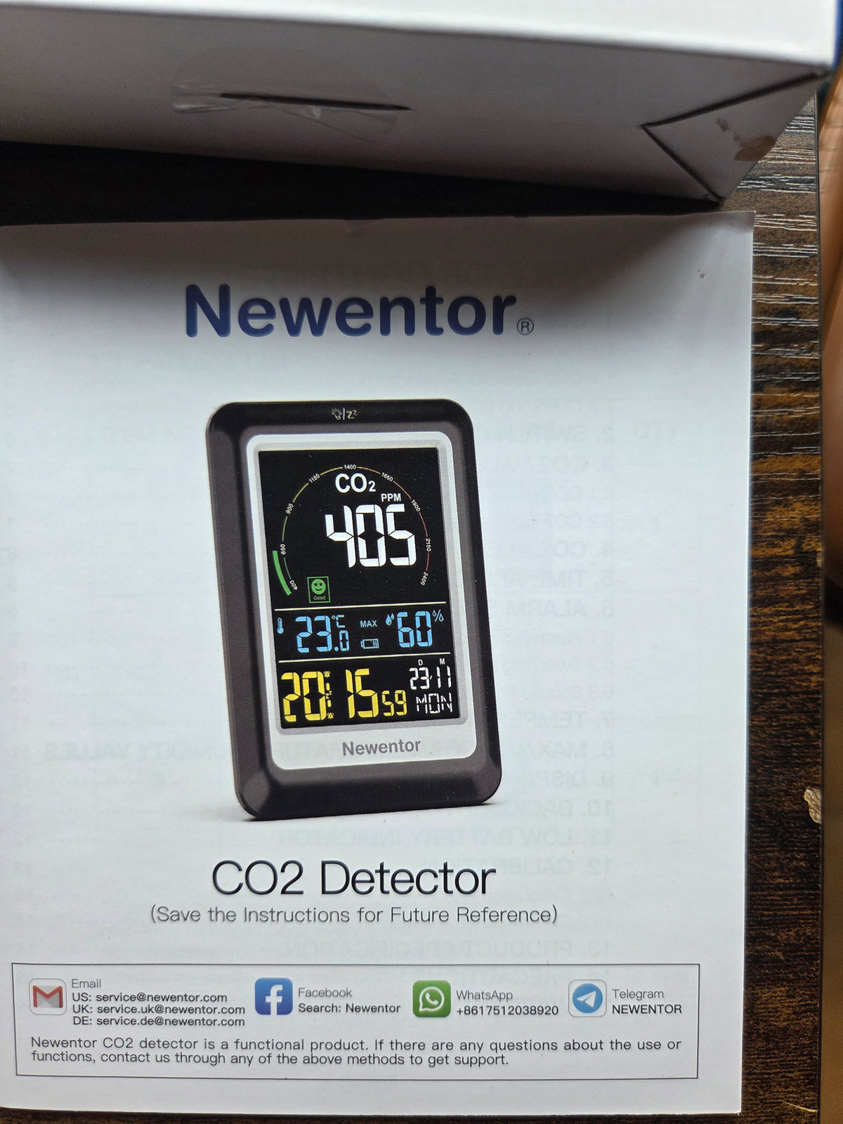Detector de CO2 Newentor C1 - Medidor Calidad del Aire, Temperatura y Humedad